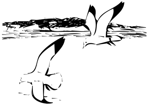 Twee haring meeuwen in vlucht vector afbeelding